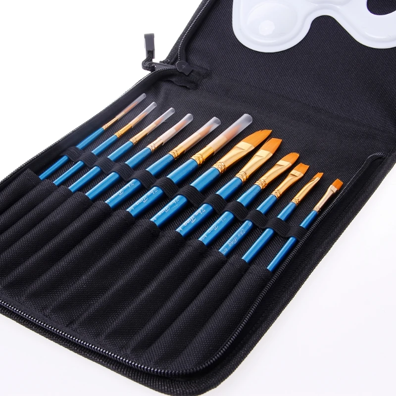 

12Pcs Acrylic Paint Brush Watercolor Oil Painting Nylon Hair Palettes Set Watercolor Brush Pen