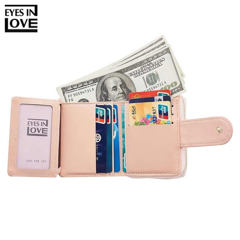 EYES IN LOVE Brand Three Fold Women Wallets Soft Leather Zipper Ladies Coin Pocket Card Wallet Female Small Purse Clutch | Багаж и сумки