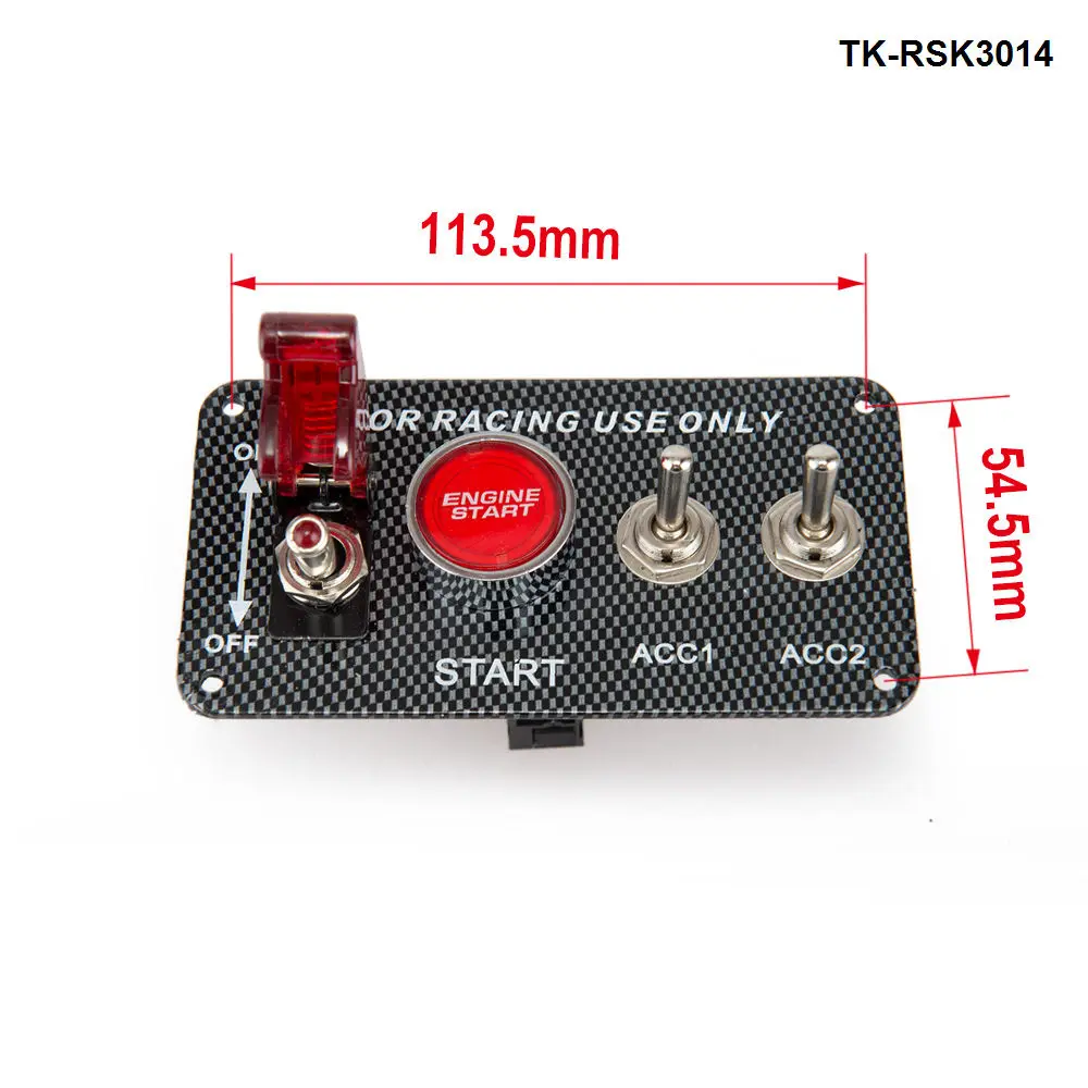 Углеродного волокна гоночный автомобиль зажигания аксессуары запуск двигателя кнопочный переключатель Панель TK-RSK3014