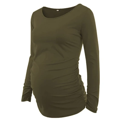 1pcs as pic Комплект из 3 предметов, женская одежда для беременных, блузки, топы с длинными рукавами и рюшами, футболки, одежда для беременных, Женские топы для беременных - Цвет: 1pcs as pic