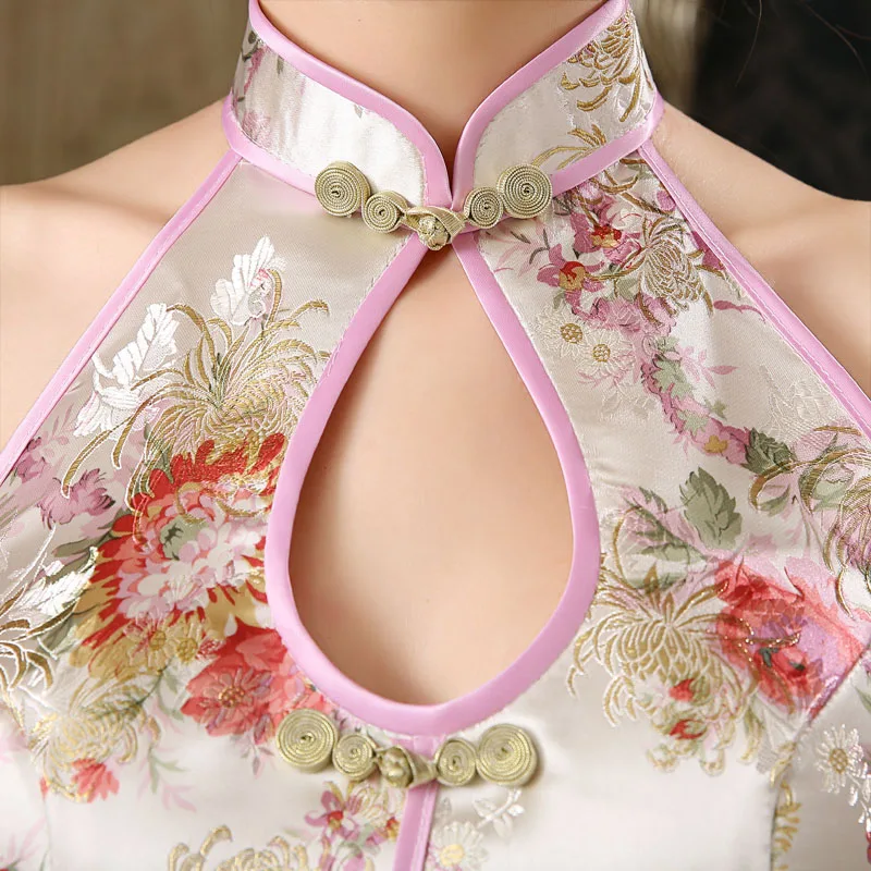 Сексуальное короткое платье традиционное китайское женское атласное мини Qipao