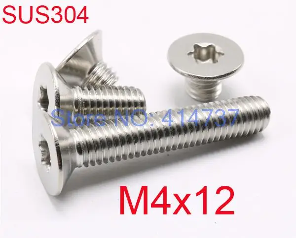 100 шт./лот м4 * 12 Torx ( с шестигранной очаговая розетка ) потайной головкой из
