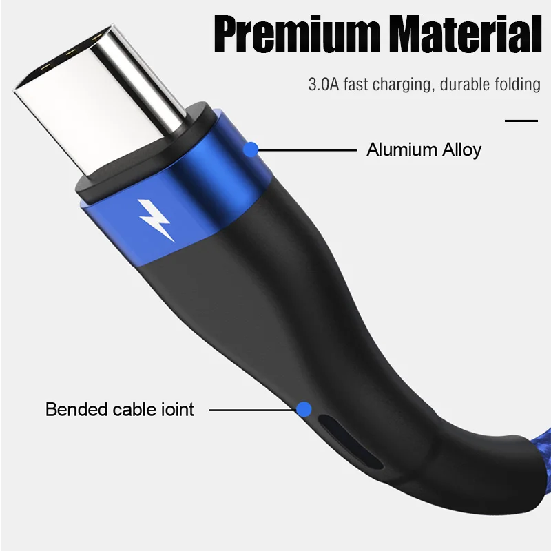 ZNP USB نوع C كابل لسامسونج S10 S9 S8 A50 Xiaomi Redmi ملاحظة 7 سريع شحن USB-C شاحن المحمول الهاتف USBC نوع-C كابل