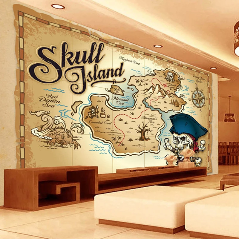 

European Style Pirate Treasure Map 3D Photo Wallpaper Restaurant Living Room TV Sofa Backdrop Wall Mural Custom Modern Wallpaper