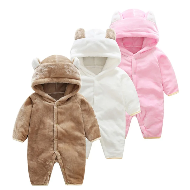 

Winter Warm Newborn Baby Romper Cartoon Hooded Baby Clothes Cotton Warm Infant Girls Jumpsuit Toddler Baby Boy Clothing 0-2Y