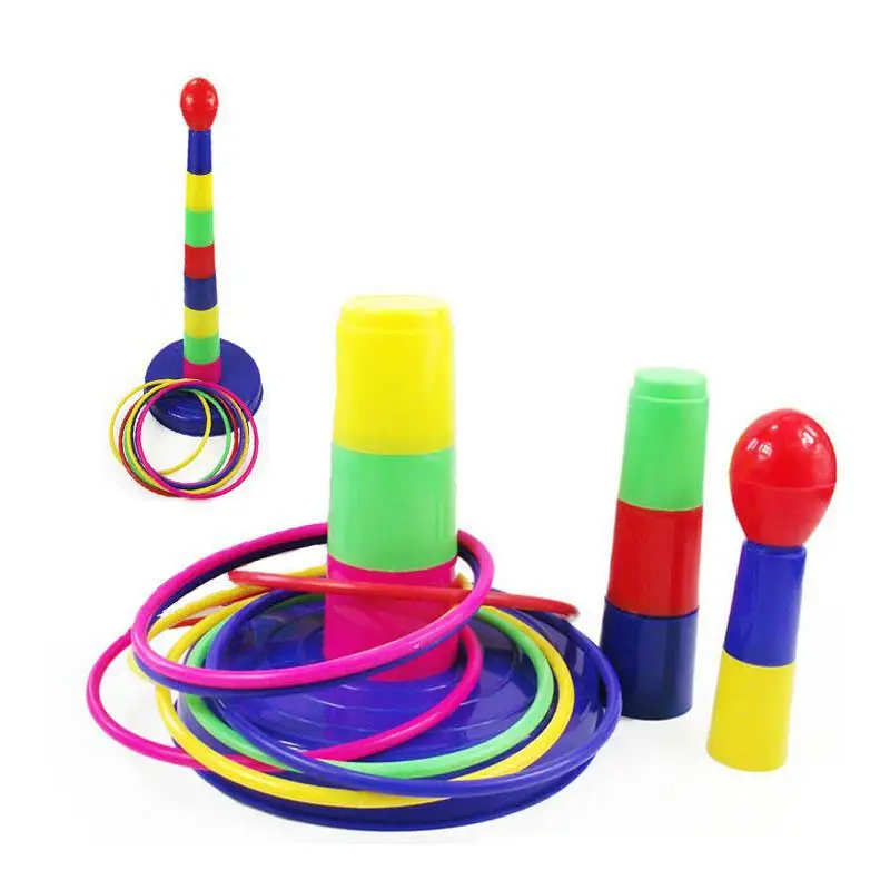 Colorful Hoopla Ring Toss Cast Circle Stacking Pillar With Plastic