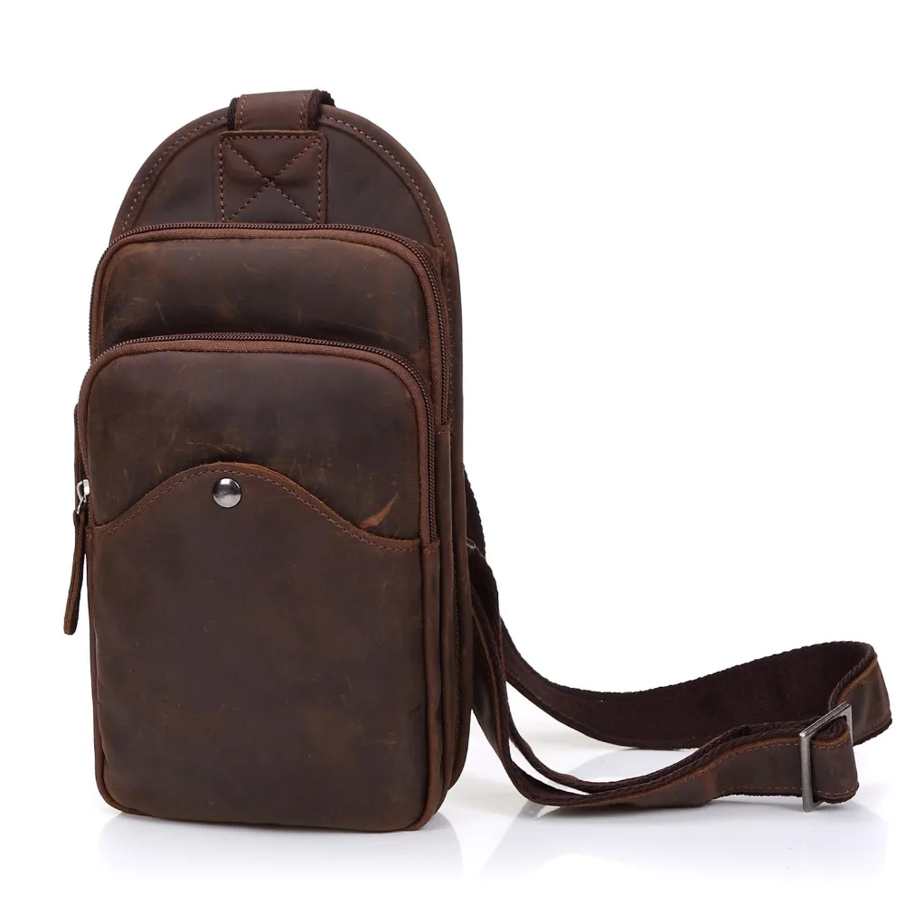 Crazy Horse кожа тотализатор сумка Crossbody дорожный ремень грудь Для мужчин плечо челнока Y430
