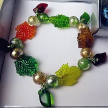 На заказ, ручная работа, стекло, кленовый лист, рождественские украшения, ювелирные аксессуары, новогодние вечерние, креативный женский браслет, подарок