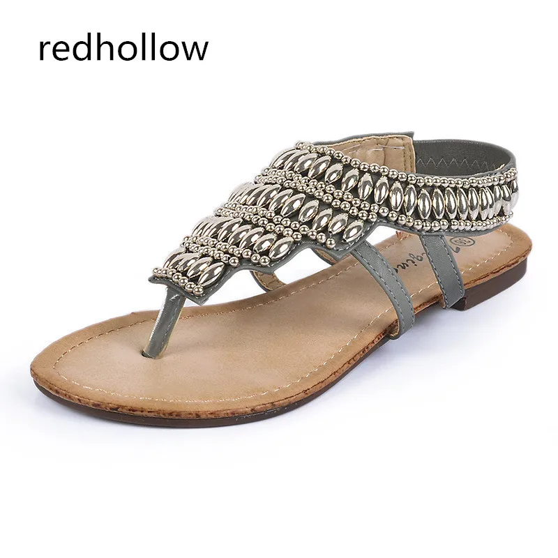 

Summer Sandals Women Flats Ladies Shoes Bohemia Woman String bead Sandals Rome Sandals Beach Flip Flops Femme Ethnic Shoes