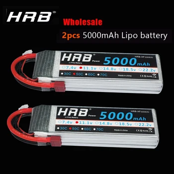 

2pcs HRB 3S 11.1v 5000mAh LiPo Battery 50C Max 100C with XT60 T Plug for Traxxas 1:10 RC Slash Car Monster truck Drone