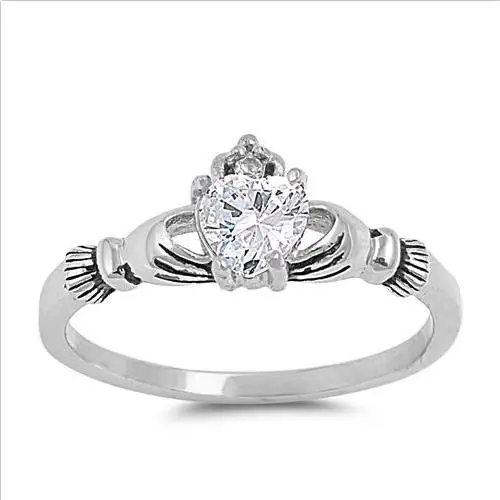 Кольцо Huitan Love Heart с камнем по месяцу рождения, посеребренное ирландское кольцо Claddagh, обручальные кольца для женщин, лучший подарок на Рождество для влюбленных
