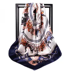 Новое поступление модные женские туфли из мягкого атласа бренд шарф/Рим лошадь печатных quare Шелковый шарфы для женщин 90 см/подарки опт