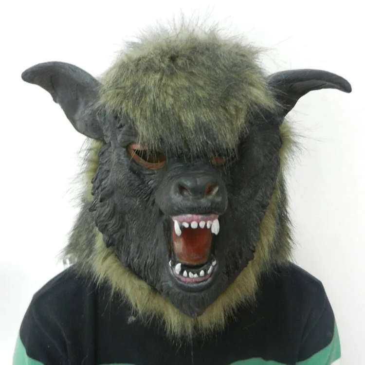 Latex Animal Head Mask Halloween Animal Masks Terror Black Wolf Costume