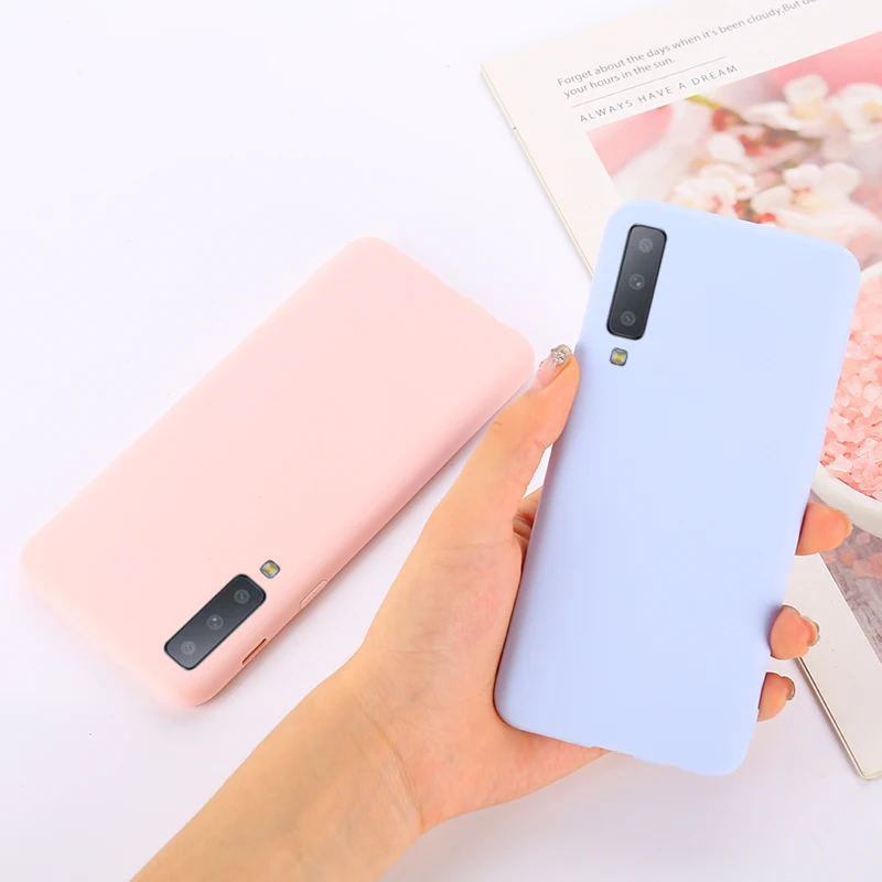 Чехол для Samsung Galaxy A7 2018 Оригинальный жидкий силиконовый защитный резиновый чехол