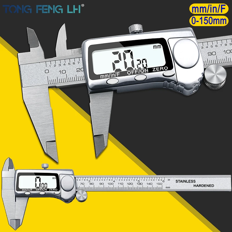 6-ти дюймовый большой ЖК-дисплей цифровой штангенциркуль 0-150 мм Большой Экран электронный цифровой штангенциркуль с нониусом, микрометр