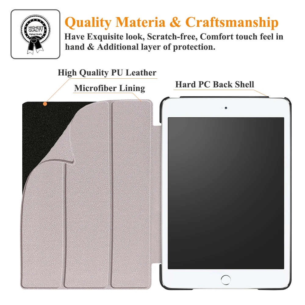 Для нового iPad mini 5 Чехол 7,9 дюймов выпуск трехслойная подставка PU смарт-чехол с принтом Чехол для iPad mini 4 5 Funda Авто Режим сна/пробуждения