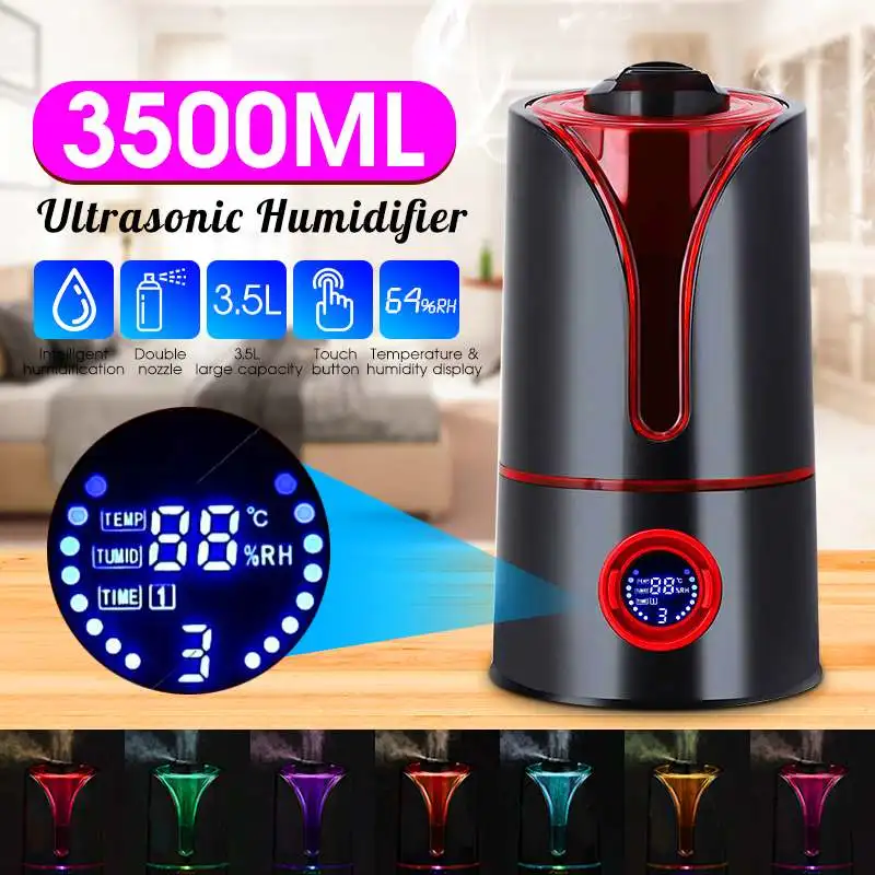 

3.5L Air Humidifier Eliminate Static Electricity Clean Air Care Ultrasonic Humidifier with 7 Colorful Lights for Office Home