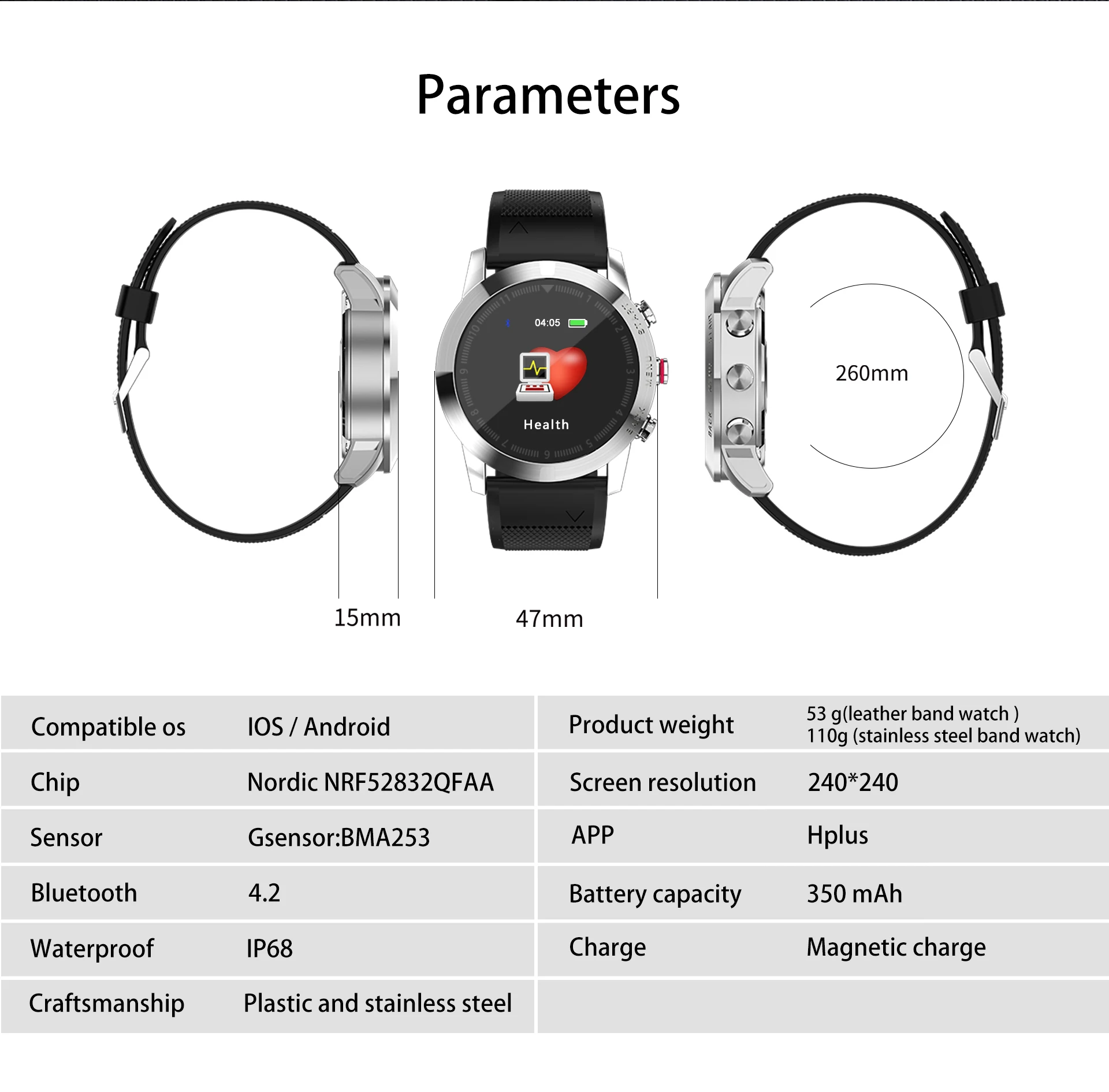 IP68 Водонепроницаемые Смарт-часы S10 1," Bluetooth 4,2 Smartwatch мониторинг сердечного ритма компас спортивные часы для Android iOS