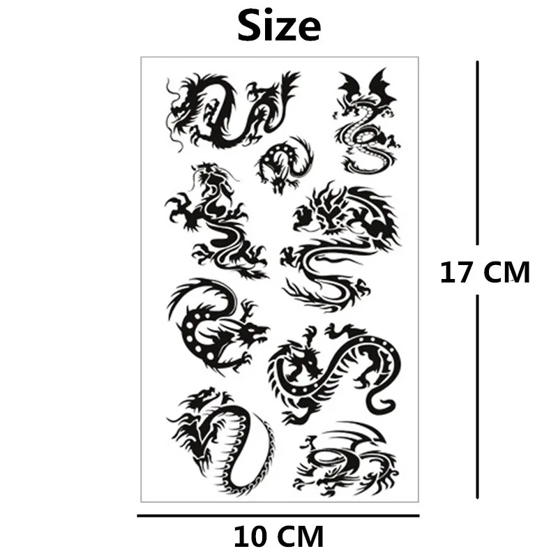 Временная водонепроницаемая флеш-тату 10*17 см в виде Черного Дракона