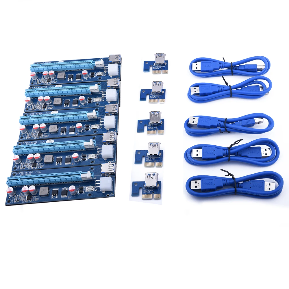 

100pcs 2017 New VER006 PCI Express Riser Card USB 3.0 PCI-E extender 60cm 1x to 16x SATA 6Pin Molex Power for BTC Miner Machine
