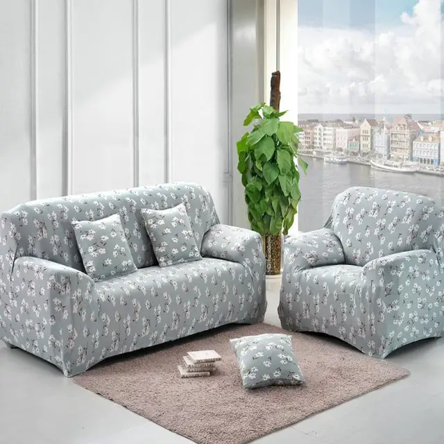 Sofa Cover Blue Flower Printed Slipcovers On The Universal Sofa Cover Blue Flower Printed Slipcovers On The Universal Flexible Stretch Cushion Couch Loveseat Funiture