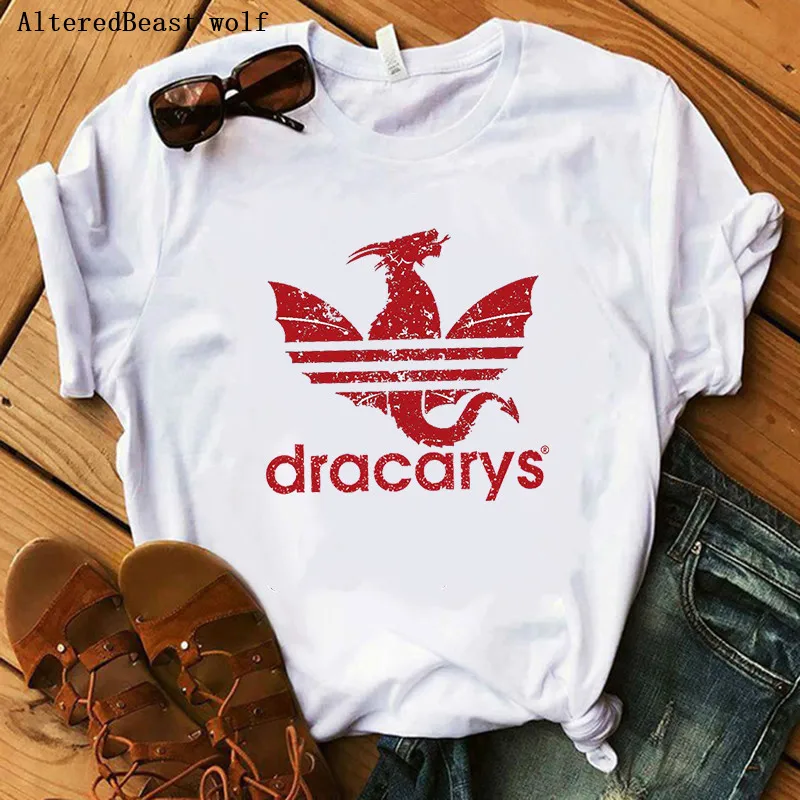 Женская футболка с дракарями, женские топы с драконом, Harajuku khaleesi Camisetas Daenery Dragon Got, женская летняя одежда