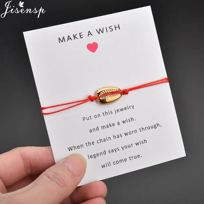 

Jisensp Trendy Lucky Red String Shell Charm Bracelets for Women Men Children Simple Design Wish Bracelets Best Birthday Gift