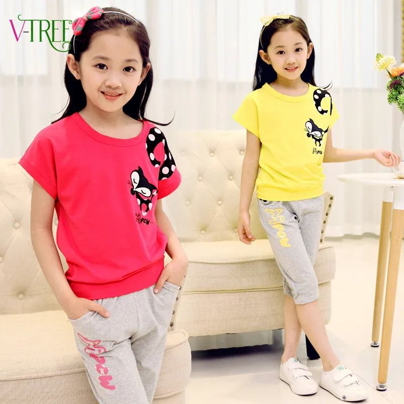 2016 teenage Girls clothing sets summer style baby girls sports suit set clothing children outerwear coat