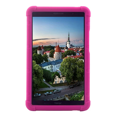 Силиконовый чехол MingShore для huawei MediaPad T3 8,0 KOB-L09/W09 со встроенным ремешком на руку резиновый чехол для huawei T3 8 Tablet Case - Цвет: Pink