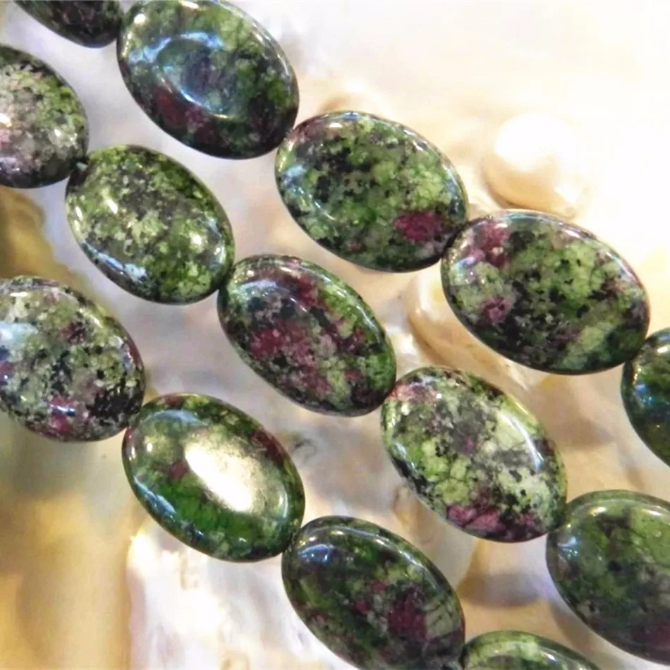 13x18mm Red Green stone Zoisite Egg Oval Shape Loose Beads jewelry making Free Shipping Fine Jewelry Making 15inch MY4206