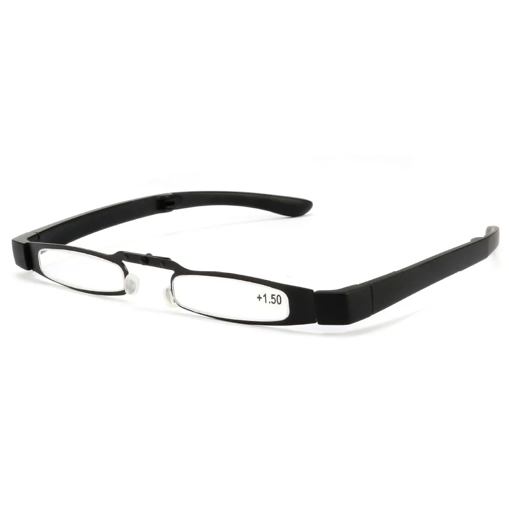 Модные ультра-легкие унисекс тонкие металлические складные очки для чтения мини складные очки с кожаными сумками диоптрий элегантные