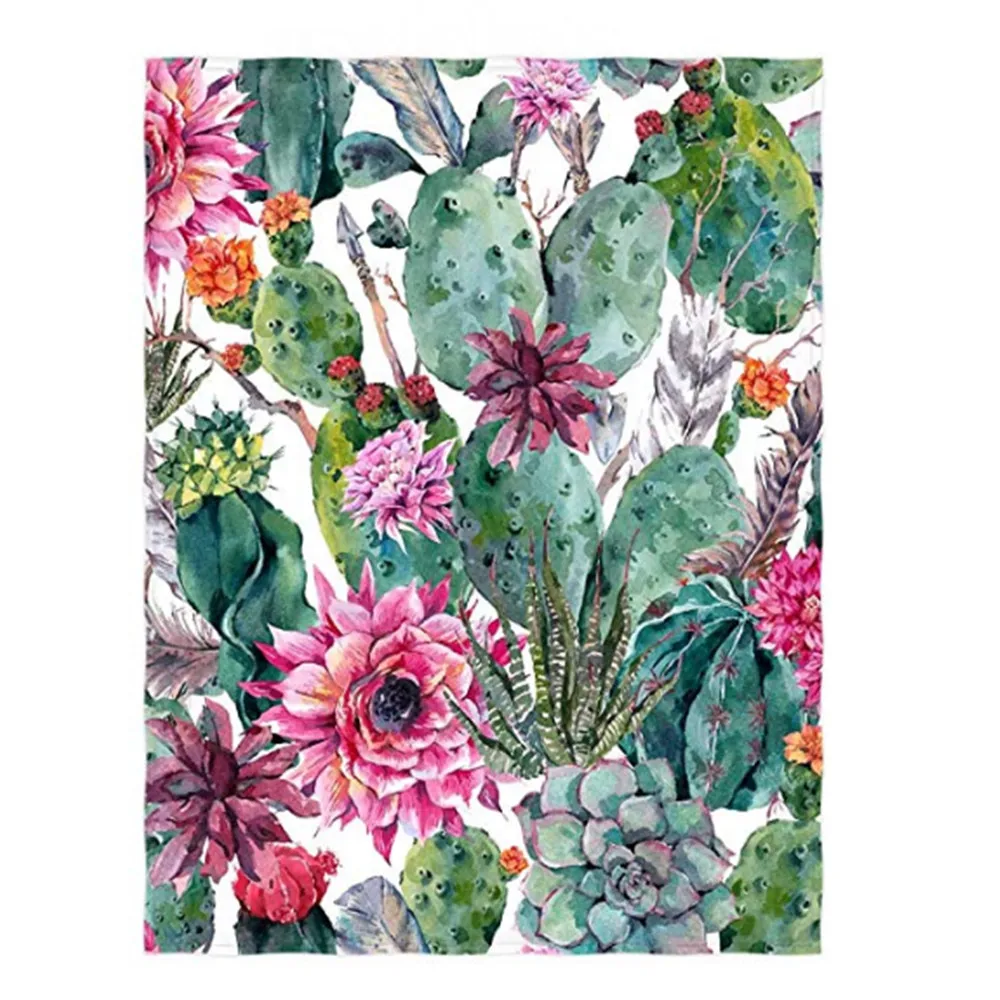 

Custom Design Cactus Flower Printing Velvet Plush Throw Blanket Cozy Blanket Perfect for Couch Sofa bed or Travelling Queen Siz