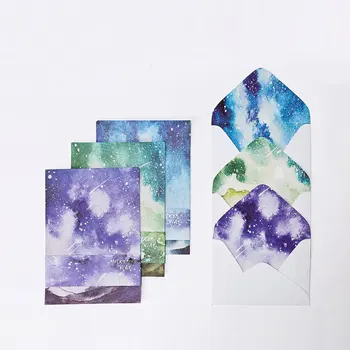 

CardLover Kawaii 12 sheet letter paper+ 6 pcs envelopes Watercolor sky Letter pad Set/set writing paper Office&School Supplies