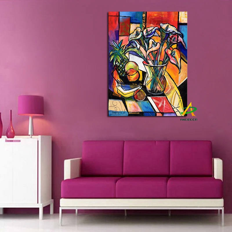 

YWDECOR Fruit and Flower Modern Abstract Canvas Painting Print on Canvas Frameless Wall Picture Wall Art Living Room Home Decor