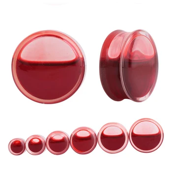 

90pcs/lot Red Liquid Blood Ear Gauges Acrylic Ear Plug Earrings Gauges Body Piercing Jewelry Piercing Mixes 9 Size SWANJO