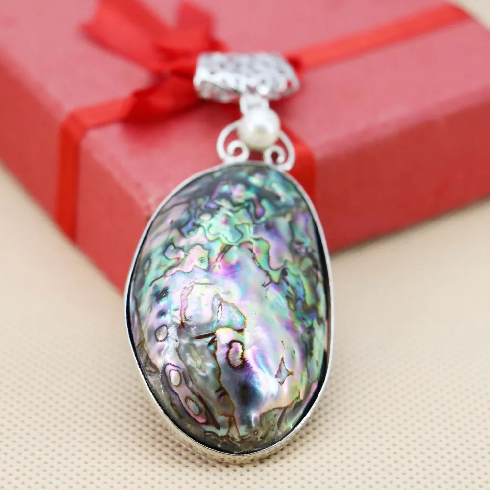 33x50mm Natural Abalone Seashell Sea Shell Pendant Lucky Accessories Series Stripe Jewelry