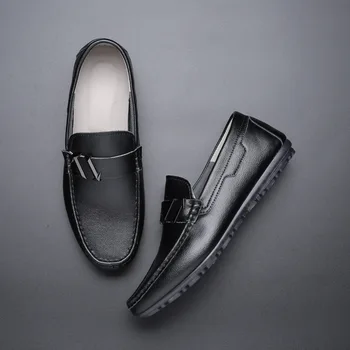 

Desai 2019 New Mens Casual Shoes Genuine Leather Street Shoes Men Flats Office Working Shoe With Mental Buckle Size 38-44