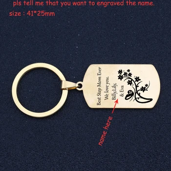 

Fashion Keychain Engraved Best Stepmom Ever We Love You Personalized Custom Name For Stepmother Gift From Son Or Daughter
