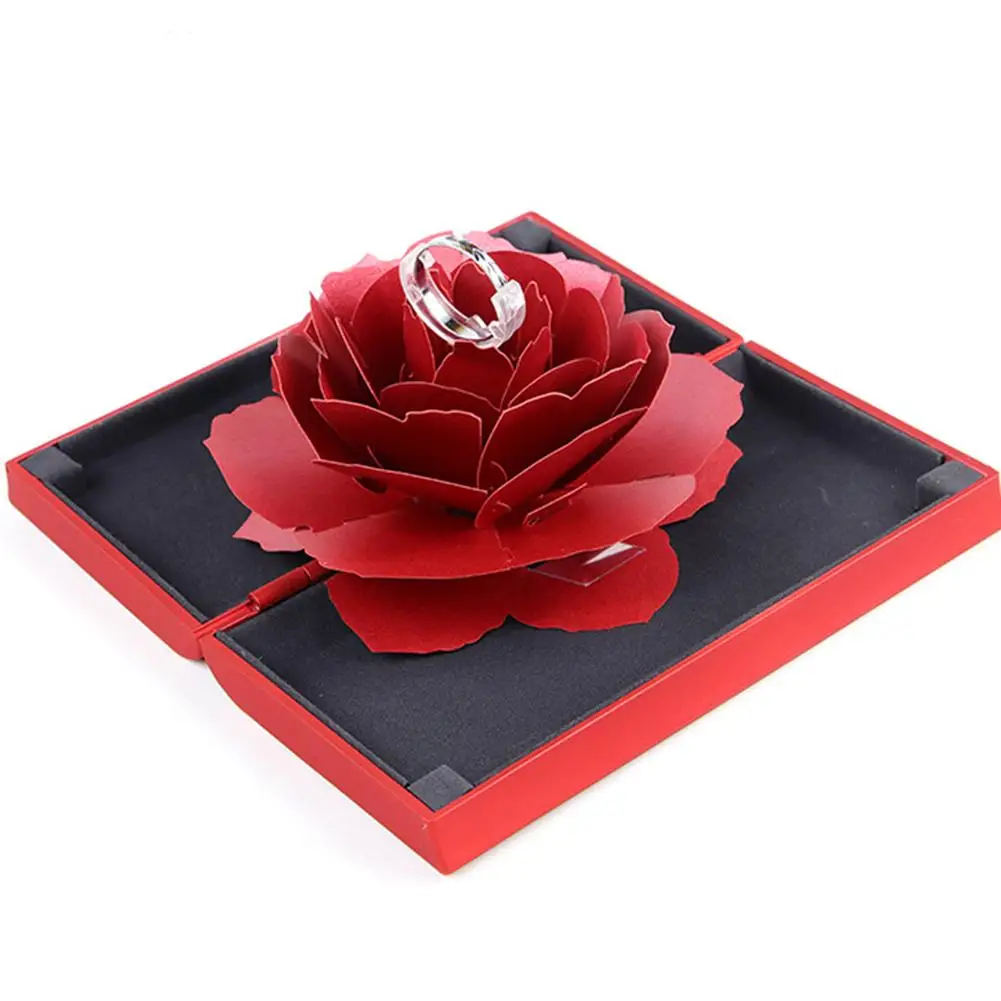 

Hot Unique Pop Up Rose Wedding Engagement Rings Box Surprise Jewelry Storage Holder Gift