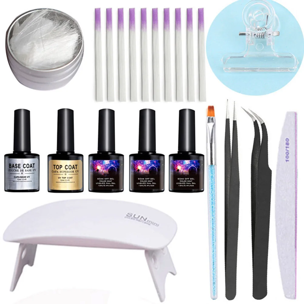 

Salon Fiberglass For Nail Extension Nail Form Acrylic Tips False Manicure Tool Set Nail Tool Kit