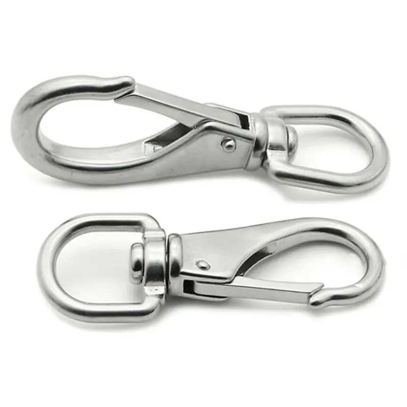 2pcs M4 Multi purpose Silver Swivel Eye Spring Snap Hook Quick hook