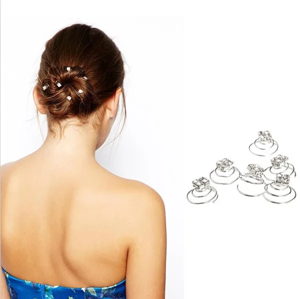 New Fashion Brand Crystal Swirl Twist Hair Spin Pins Spiral Clips For 