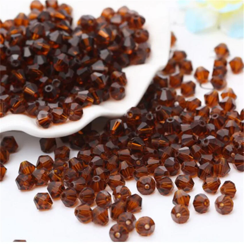 

MHS.SUN 3MM 4MM 5MM 6MM 8MM Deep Coffee Color Bicone Crystal Beads Glass Beads Loose Spacer Beads DIY Jewelry Making Accessories