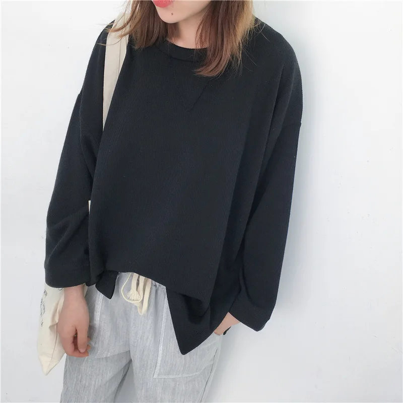 

Women Sweatshirt Oversize Crew Neck Cotton Tops Pullovers Solid