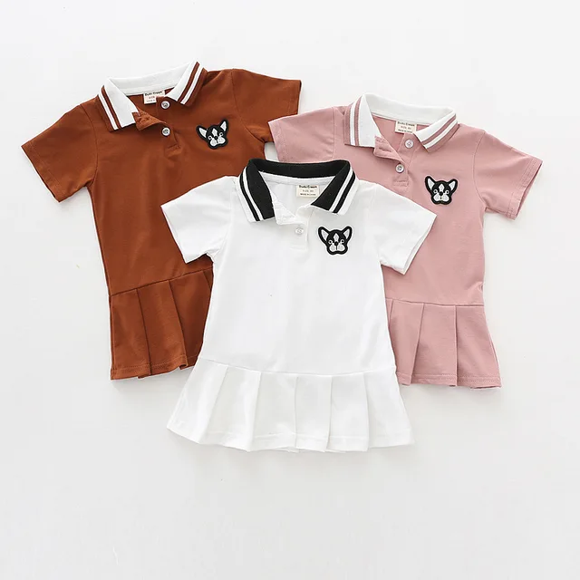 Enklibb Toddler Girls Korean Style Polo Dresses Baby Straight Dress