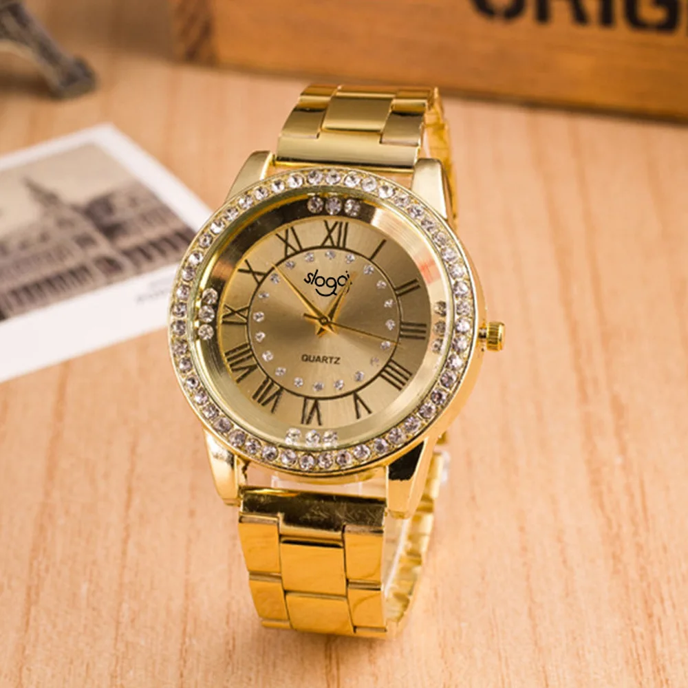 Bling Bling Rhinestone Luxury steel Quartz Watch Women Clock female