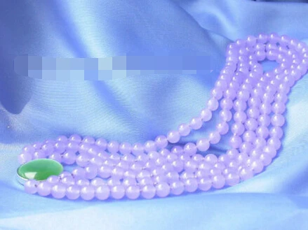 

1826 natural round purple Jade beads Necklace