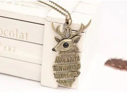 

2013 New Arrival Bronze Luckly Christmas Deer Sweater Pendant Long Necklace N163