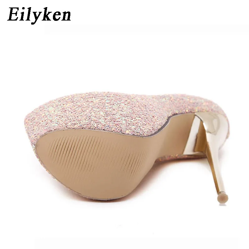 Eilyken Women Pumps Bling Personality Sexy 16 cm High heel Temperament High-heeled shoes Round Toe Pumps size 34-45