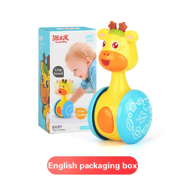 Novelty Funny Fawn Baby Rattles Nodding Tumbler Toy 0-12 Months Music Roly-poly Educational Xmas Gifts 6